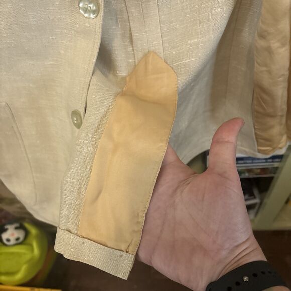 Vintage 1950 Abercrombie & Fitch Oatmeal Irish Linen Coat Crested Blazer Rare 40 - Picture 12 of 12